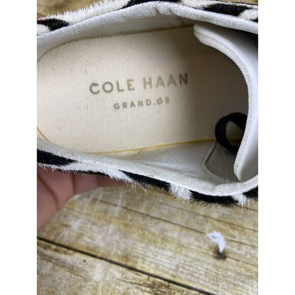COLE HAAN Grand Crosscourt Sneaker Womens 6.5 B BLACK & WHITE Zebra Calf Hair - Picture 10 of 11